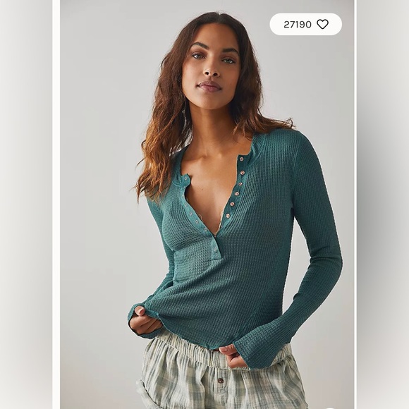 Free People Other - Free People Button Up One Of The Girls Hensley PURPLE Waffle Top (XS)